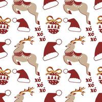 Christmas seamless pattern. Reindeer. Vector, flat style. Perfect for textile, wallpaper or print design. vector