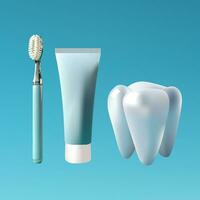 Toothbrush, toothbrush and toothpaste on a bare background. 3D objects. Vector. vector