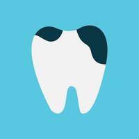 Tooth with caries on a blue background. Vector, flat style. vector