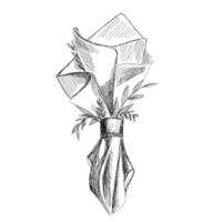 Napkin for the table. Black and white sketch. Vector