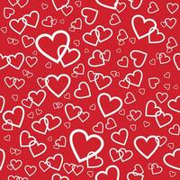 Vector red seamless pattern with random hearts