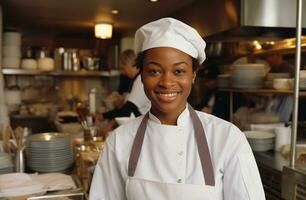 AI generated a portrait of a chef standing in the kitchen photo