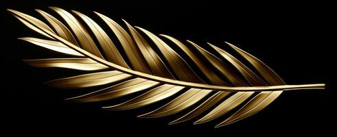 AI generated a gold palm leaf is seen against a black background photo