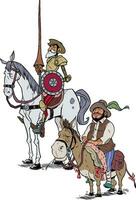 Don Quixote and Sancho Panza on White vector