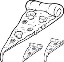 Pizza rebanada línea Arte vector