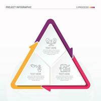 Infographic design with triangle or pyramid diagram divided into 3 parts or level. vector