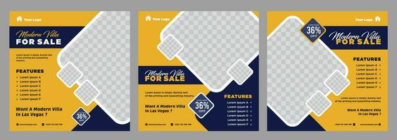 Real estate house social media post or square banner template vector