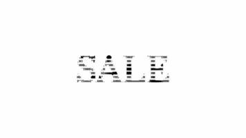 Sale ascii animation loop on white background. Ascii code art symbols typewriter in and out effect with looped motion. video