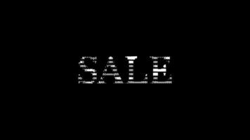 Sale ascii animation on black background. Ascii art code symbols with shining and glittering sparkles effect backdrop. Attractive attention promo. video