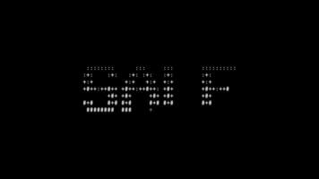 uitverkoop ascii animatie lus Aan zwart achtergrond. ascii code kunst symbolen schrijfmachine in en uit effect met lusvormige beweging. video