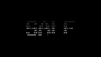 vendita ascii animazione ciclo continuo su nero sfondo. ascii codice arte simboli macchina da scrivere nel e su effetto con loop movimento. video