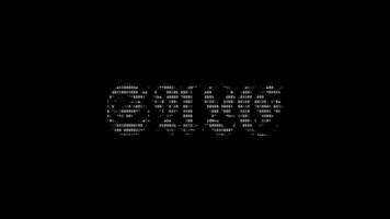 venda ascii animação em Preto fundo. ascii arte código símbolos com brilhando e cintilante brilhos efeito pano de fundo. atraente atenção promo. video