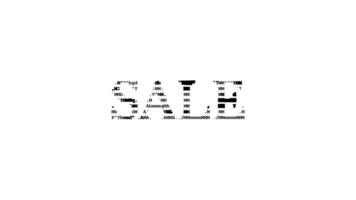 Sale ascii animation on white background. Ascii art code symbols with shining and glittering sparkles effect backdrop. Attractive attention promo. video