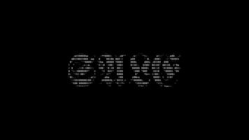 försäljning ascii animering slinga på svart bakgrund. ascii koda konst symboler skrivmaskin i och ut effekt med looped rörelse. video