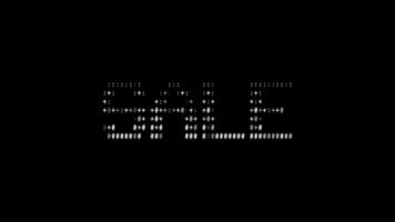 vendita ascii animazione su nero sfondo. ascii arte codice simboli con splendente e luccicante scintille effetto sfondo. attraente Attenzione promo. video