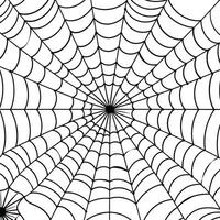 Vector outline illustration of a simple fancy Halloween spider web, isolated object on the white background, clipart useful for halloween party decoration, hand drawn image. AI generated illustration.