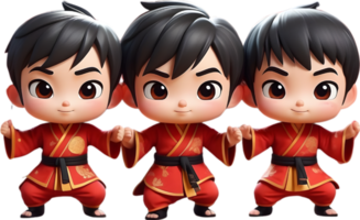 ai généré chinois Nouveau année dessin animé kungfu png