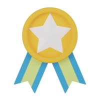 Triumphant 3D Icons, Star Badge, Achievement Medal, Approved Rank Symbol. 3D render png