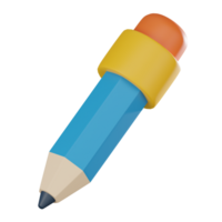 Pencil Icon for Learning and Creativity. 3D Render png