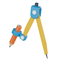 realistisk geometrisk kompass 3d ikon för precision i utbildning. 3d framställa png