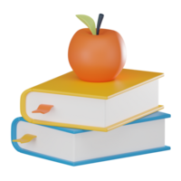 Education Concept with Books and Apple Icon. 3D Render png