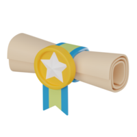 Diploma Icon for Academic Achievement. 3D render png