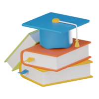 Graduation Success Book with Cap, Academic Achievement. 3D render png