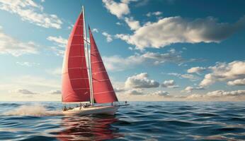 ai generado un vela barco de viaje en el Oceano foto