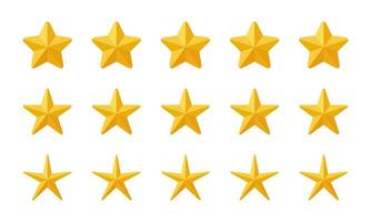 Five 3d star review icon in rounded style. Customer satisfaction feedback vector