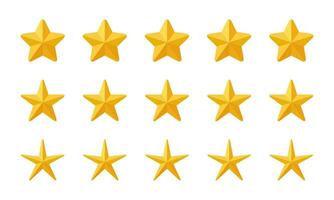 Five 3d star review icon in rounded style. Customer satisfaction feedback vector