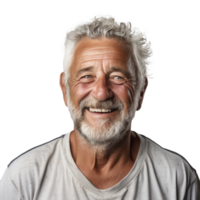AI generated a happy older man smiling for the camera isolated. png