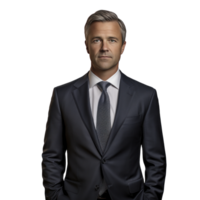 AI generated a male businessman in suit posing against isolated png