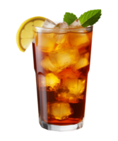 AI generated a glass of iced tea isolated on a transparent background, cut out, PNG