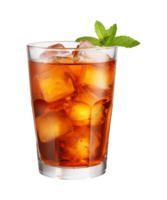 AI generated a glass of iced tea isolated on a transparent background, cut out, PNG