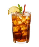 AI generated a glass of iced tea isolated on a transparent background, cut out, PNG