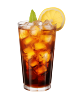 AI generated a glass of iced tea isolated on a transparent background, cut out, PNG