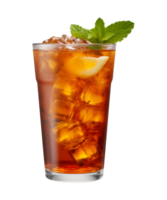 AI generated a glass of iced tea isolated on a transparent background, cut out, PNG