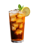 AI generated a glass of iced tea isolated on a transparent background, cut out, PNG