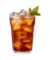 AI generated a glass of iced tea isolated on a transparent background, cut out, PNG