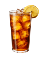 AI generated a glass of iced tea isolated on a transparent background, cut out, PNG