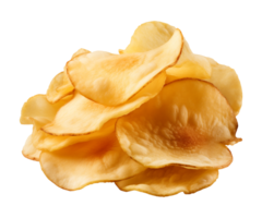 AI generated crispy potato chips isolated on a transparent background, cut out, PNG