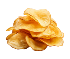 AI generated crispy potato chips isolated on a transparent background, cut out, PNG