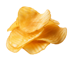 AI generated crispy potato chips isolated on a transparent background, cut out, PNG