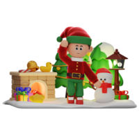 3d boy character christmas Greeting pose png