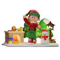 3d boy character christmas Happy Jumping pose png
