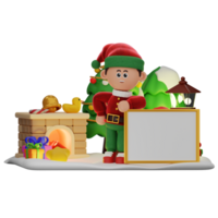 3d boy character christmas Standing Near Whiteboard pose png