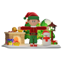 3d jongen karakter Kerstmis t houding png