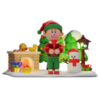 3d boy character christmas Holding Confetti pose png