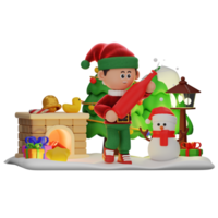 3d Garoto personagem Natal segurando champanhe pose png