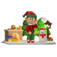 3d boy character christmas Cute pose png